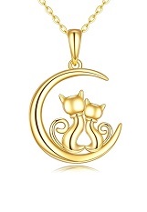 lovely yellow gold cat moon baby necklace